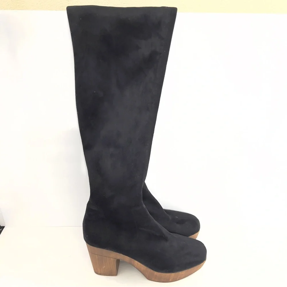 ASOS Black Faux Suede Knee High Platform Boots | 3” Block Heel | Women’s Size 11